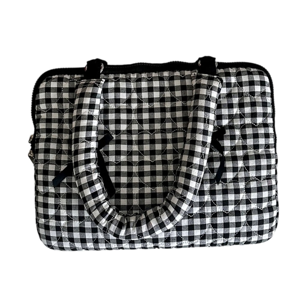Computer Case Cloth Laptop Bag with Bows Design For Pad Tablets Travel Storage Case Checkered Shoulder Bag