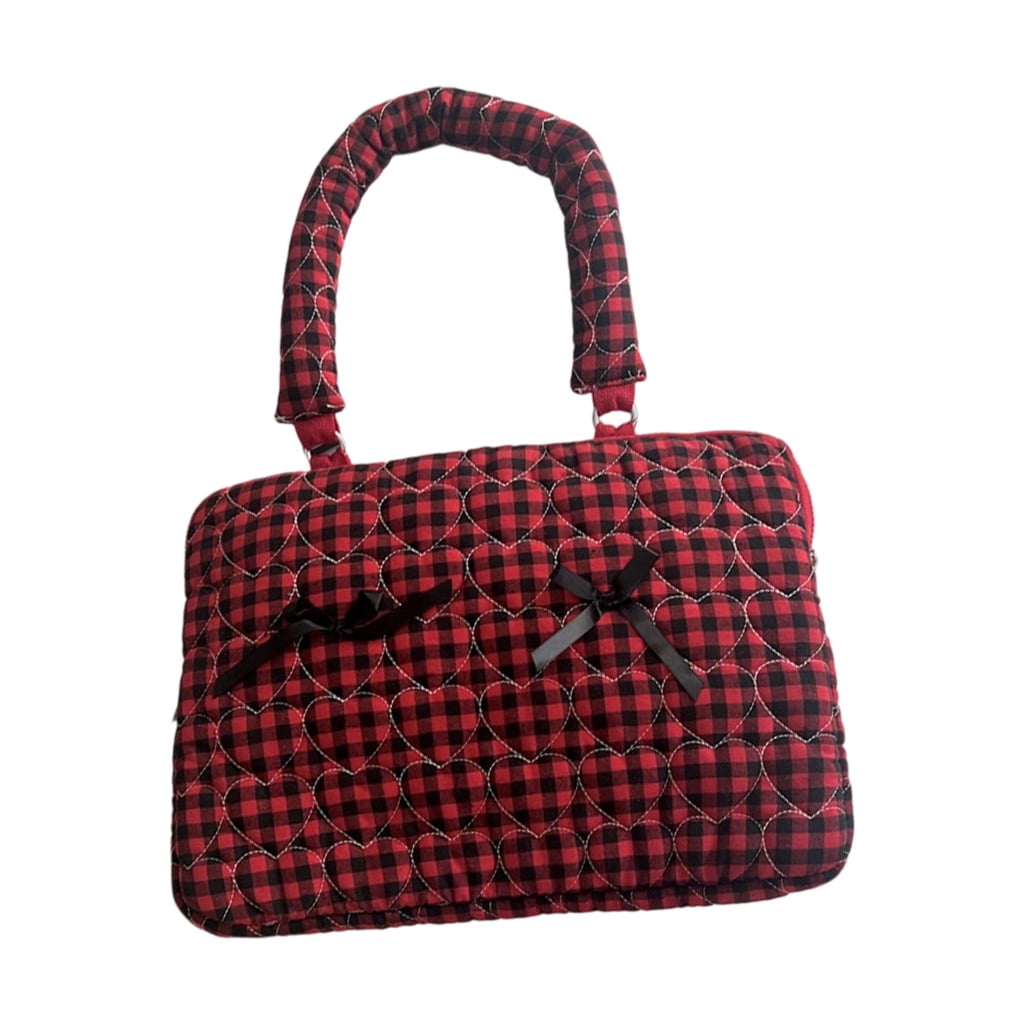 Computer Case Cloth Laptop Bag with Bows Design For Pad Tablets Travel Storage Case Checkered Shoulder Bag
