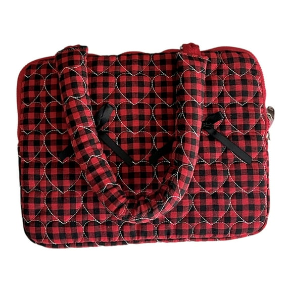 Computer Case Cloth Laptop Bag with Bows Design For Pad Tablets Travel Storage Case Checkered Shoulder Bag