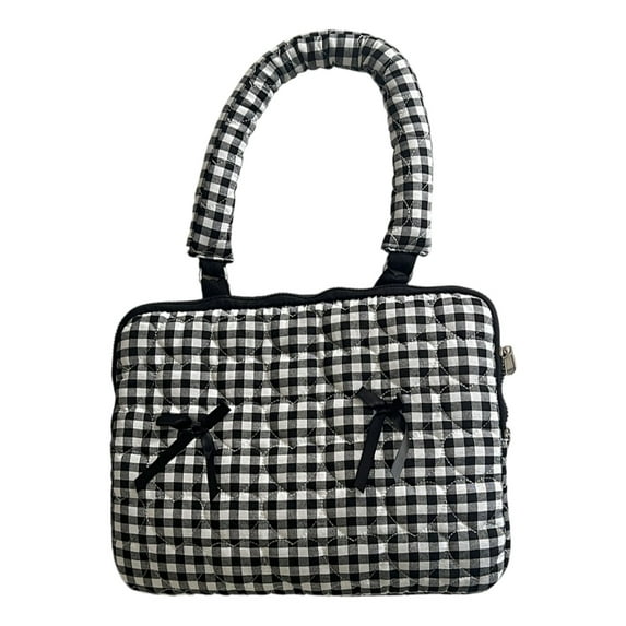 Computer Case Cloth Laptop Bag with Bows Design For Pad Tablets Travel Storage Case Checkered Shoulder Bag