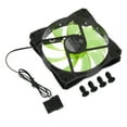 thumbnail image 1 of Computer Case Fan 600-1200RPM 120mm 4 Pin Green LED Silent Cooling Fan 15 LED 12V with Rubber Pads 4 Screws, 1 of 5