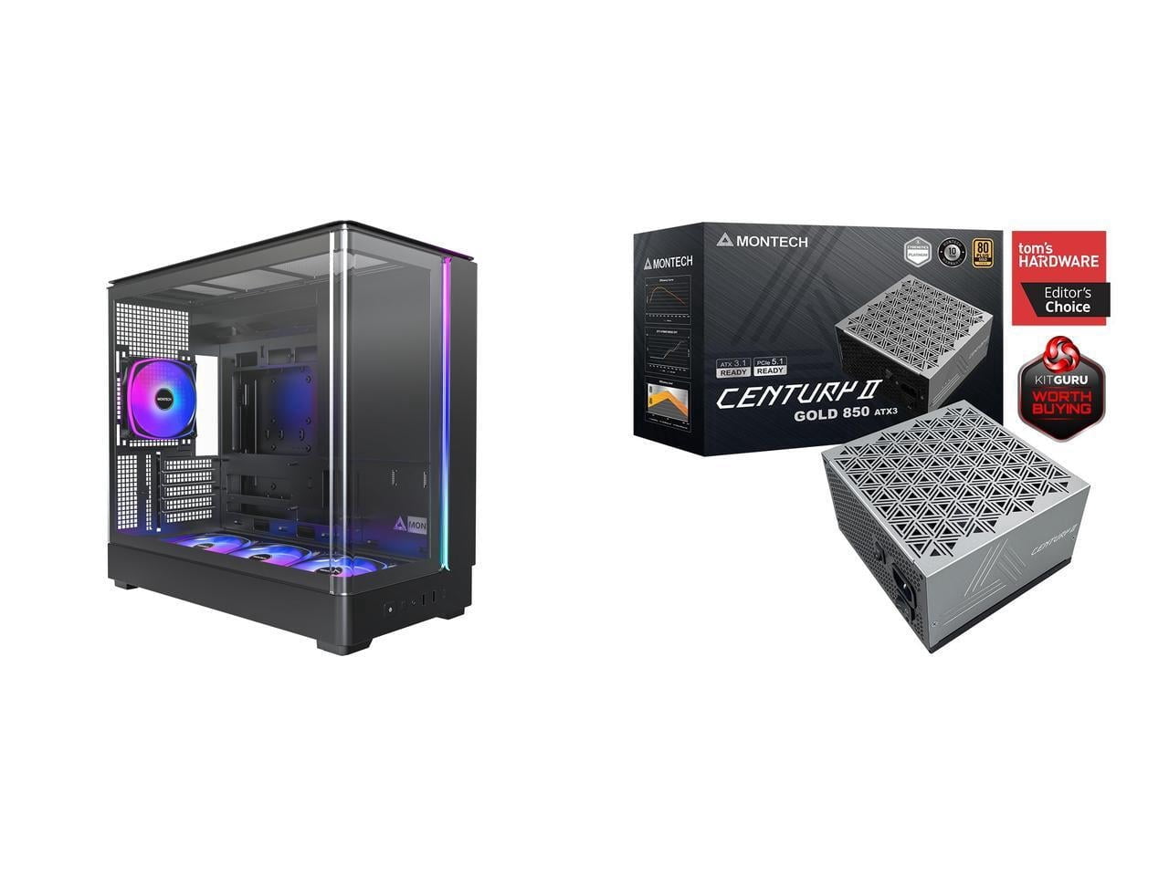 Montech Computer Case PSU Combo - KING 15 PRO (B) Bundle with Century II 850W PSU