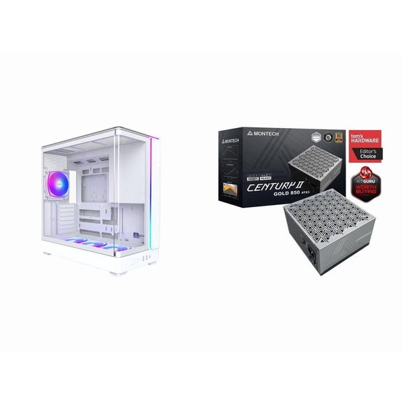 Montech Computer Case PSU Combo - KING 45 PRO (W) Bundle with Century II 850W PSU