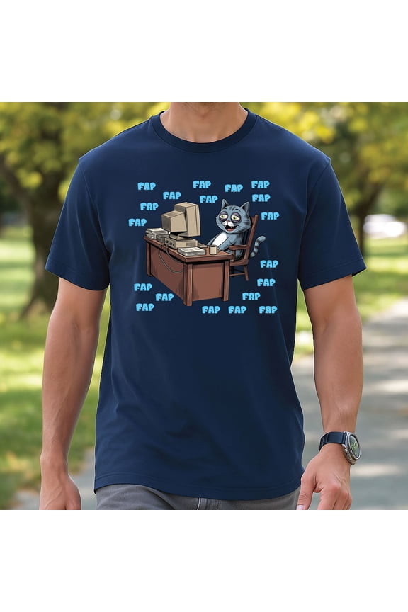 Computer Cat Meme T-Shirt – Funny Retro Desk Cat Graphic Tee, Humor Internet Gift Shirt