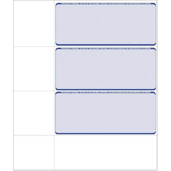Computer Check Paper - Blank Personal Wallet Checks 3 on a Page - Compatible with Versa Check, QuickBooks, Quicken, and Any Laser Printer - 500 Sheets / 1500 Checks, Blue Diamond