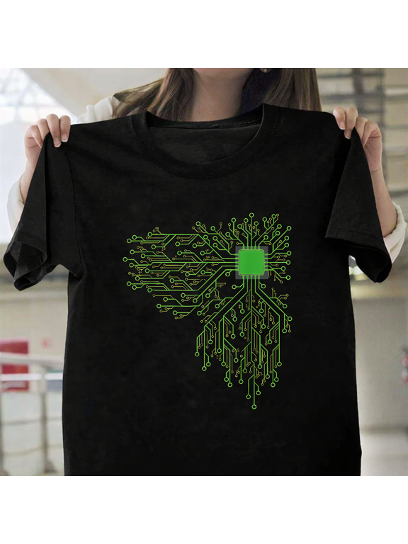 Computer Chip CPU Core Heart Funny Computer Geek Tech Humor Unisex T-Shirt, for men & women, up to size 5XL.