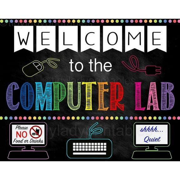 Computer Classroom Metal Tin Signs Welcome To The Computer Lab Posters School Classroom Porch Plaque Decoration Room Club Office Wall Decor Size: 12 x 16 inch