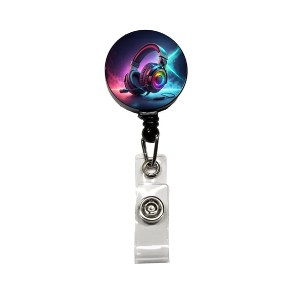 Computer Console Gaming Headphones Retractable Reel ID Badge Key Card Name Tag Holder with Clip