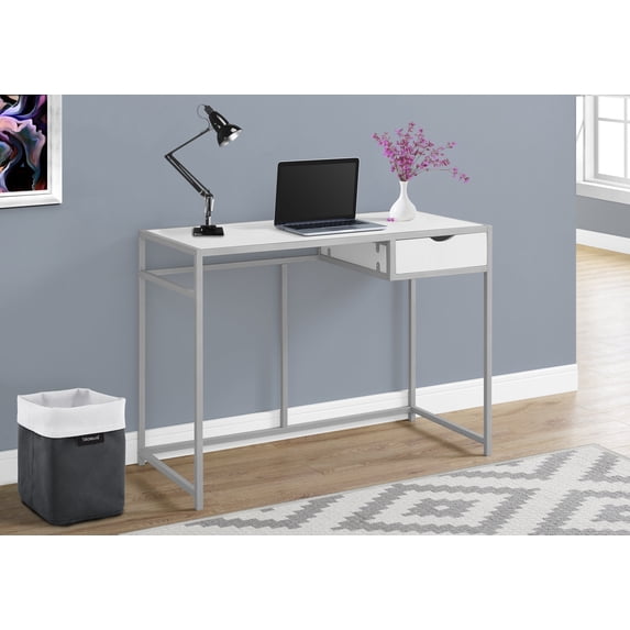 Computer Desk - 1 Storage Drawer / Metal Frame - 42"L - White / Silver