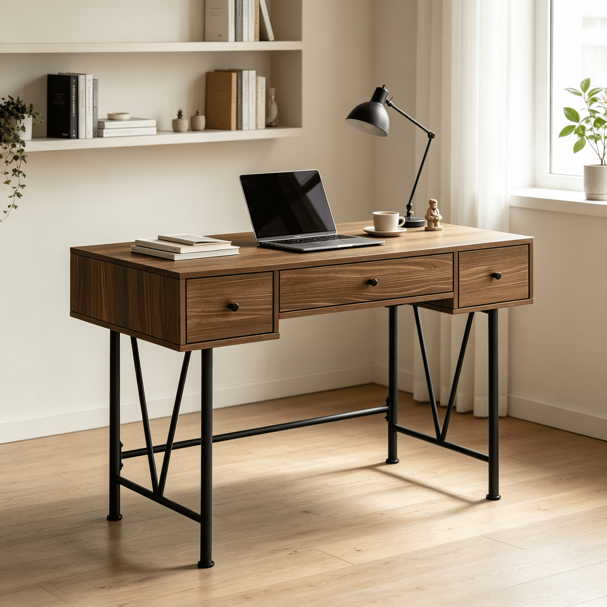 Computer Desk with 3 Storage Drawers, 47 in Home Office Workstation ...