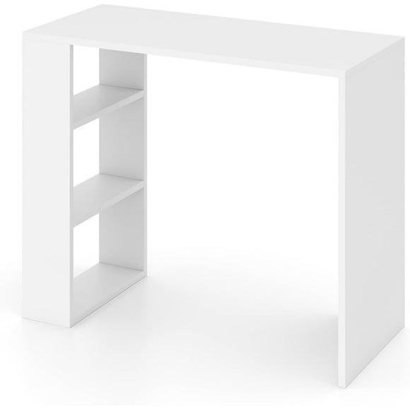 Computer Desk, 36 Writing Desk with Storage Shelves, Study Table with Bookshelf, Wood Vanity Makeup Table, Small Desk for Bedroom, Living Room, Study, Home Office