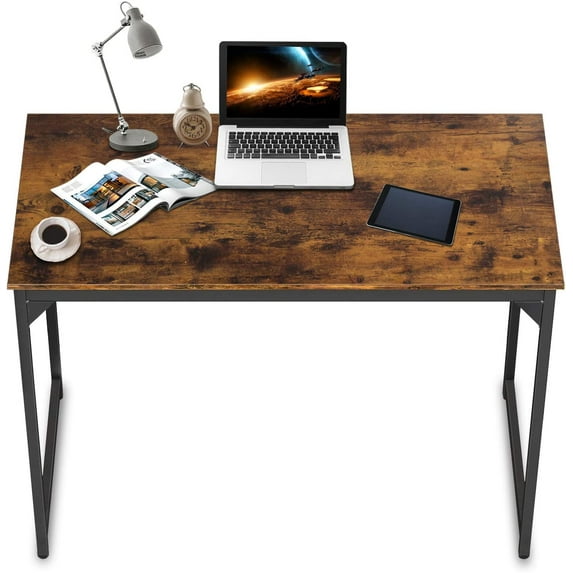Computer Desk 39 inch, Home Office Desk Writing Study Table Modern Simple Style PC Desk with Black Metal Frame,Vintage