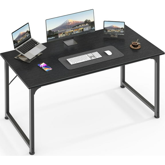 Computer Desk, 40Inch Home Office Desk, Gaming Writing Work from Home Study Desk, Large Legroom, Sturdy Metal Frame, Modern Simple, Black