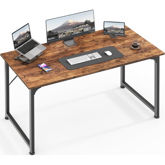 Computer Desk, 40 Inch Office Desk, Gaming Desk with Storage, Writing Desk Work Desk for Office, Study, Modern Simple Desk, Large Legroom, Frame, Rustic Brown