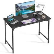 NiamVelo 39 In Computer Desk, Study Writing Table for Small Space, Save Space Office Desk with Metal Legs, Modern Steel Frame Wood PC Workstation for Home Office, Black