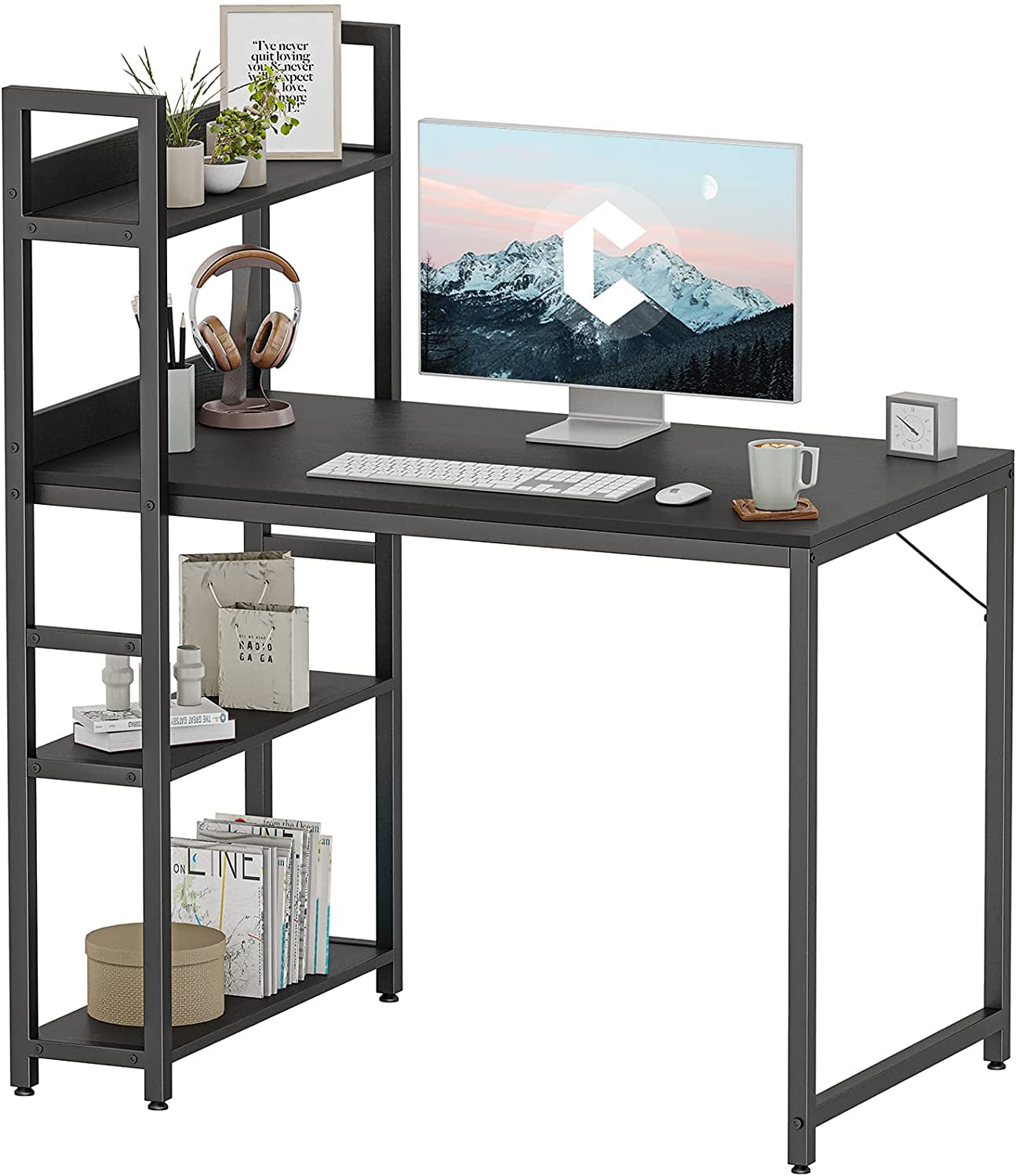 Computer Desk 40 inch with Storage Shelves Study Writing Table for Home