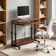 thumbnail image 1 of Computer Desk 43.3In Height Adjustable Rolling Standing Mobile Laptop Table Lockable Wheels Keyboard Drawer Small Space Dorm Home Office Ergonomic Sit Stand Workstation Compact Portable Sturdy Decor, 1 of 7