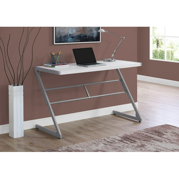 Computer Desk - 48"L / White / Silver Metal