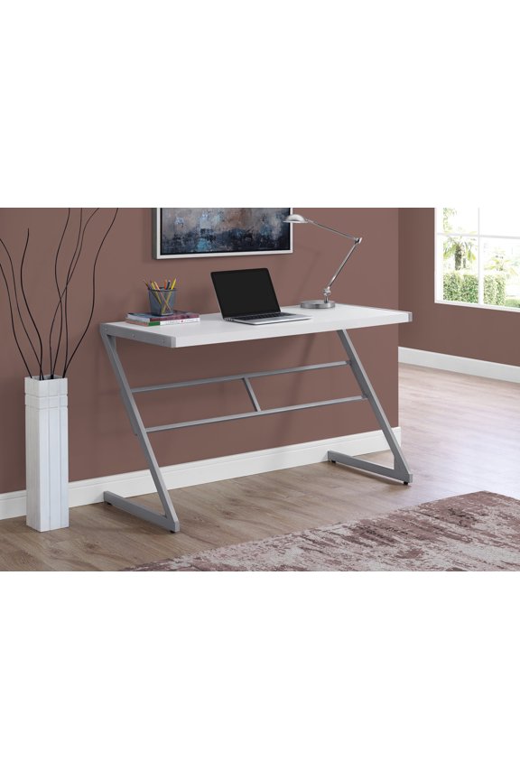 Computer Desk - 48"L / White / Silver Metal