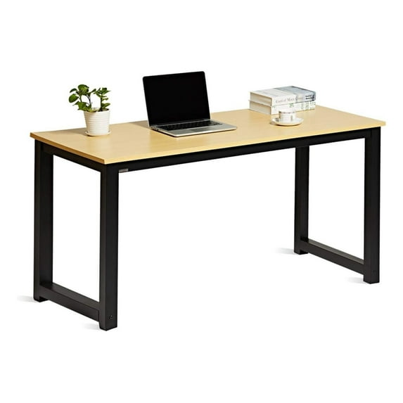 Computer Desk 55 Modern Simple Large Study Writing Desk Industrial Laptop PC Table for Home Office, with Leg Bars, Oak Board Black Leg…