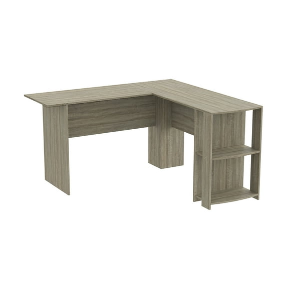 Safdie & Co. 55"L L-Shaped Computer Desk with 2-Shelves in Dark Taupe