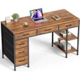 thumbnail image 1 of Computer Desk with 6 Drawers, 47 Inch Office Desk with Shelves, Reversible Gaming Desk, Corner Desk with Storage, Work for Home Office, Study, Living Room, Rustic Brown, 1 of 8