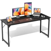 EDX Computer Desk 63 Inch Writing Desk with Storage Bag Iron Hook Metal Frame for Home, Black