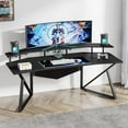Computer Desk 70.9" Large Home Office Desk with Monitor Stand Modern