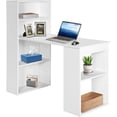 thumbnail image 1 of Computer Desk with Bookcase, 48” Modern Writing Table Desk with Storage Shelves and CPU Stand, Reversible Study Workstation for Home Office Bedroom (White), 1 of 18