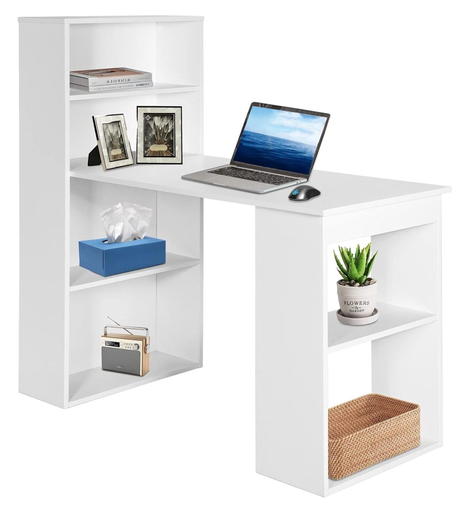 Computer Desk with Bookcase, ” Modern Writing Table Desk with Storage ...