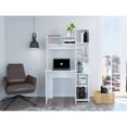 thumbnail image 1 of Computer Desk with Bookshelf, Wood Desk Teens Student Desk Writing Laptop Home Office Desk with Shelves and Built-in Bookcase, Modern Compact Workstation for Home & Office, Space-Saving, White, 1 of 7