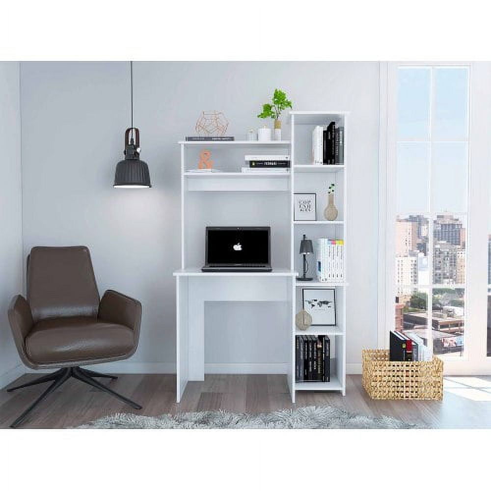 YQ WHJB Study Desk with Hutch and Bookshelf,Wooden Computer Desk Home  Office Desk Teenager Desk with Shelves and Drawers,Cute Writing Study Desk