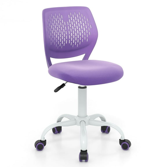 Computer Desk Chair, Adjustable Swivel Armless Study Chair for , Ergonomic Office Task Chair for Home Dorm, Purple