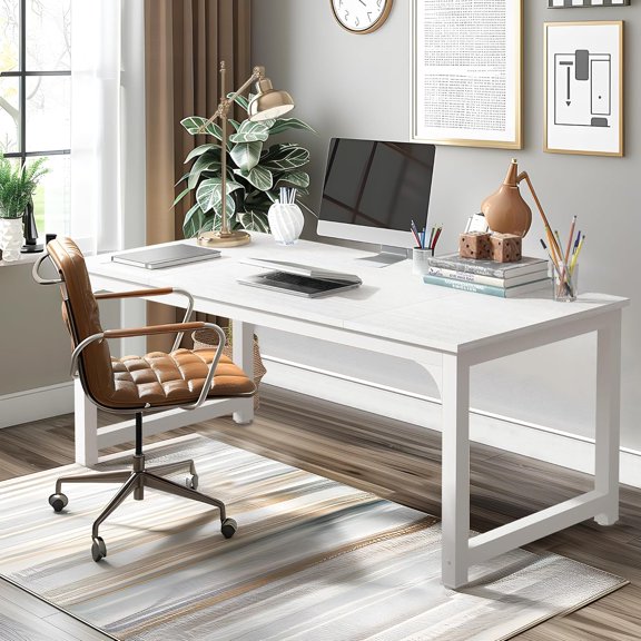 Computer Desk Corner Desk Home Desk 70.8 inch Modern Standing Desk, Large Office Desk Writing Desk, Gaming or Home Office Desk for Home Bedroom, Easy Assembly, White