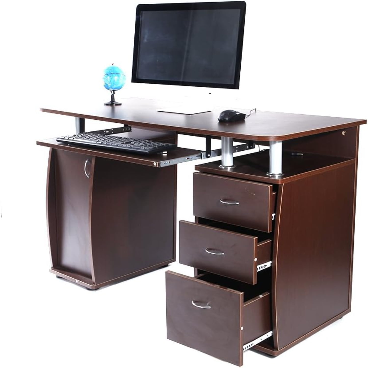 Computer Desk with Drawer Shelf PullOut Keyboard Tray 43\u201D Large