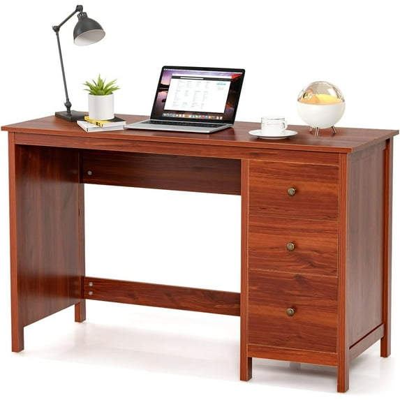 Computer Desk with Drawers, 48’’ x 20’’ x 29.5’’ Home Office Computer Workstation, Modern Executive Desks, Teens Writing Study Table Laptop Desk for Bedroom, Study, Small Space (Brown)