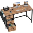 thumbnail image 1 of Computer Desk with Fabric File Drawers Cabinet, 55 Inch Reversible Home Office Desks with Filing Cabinet for Small Space, Study Writing Table PC Desks with Storage for Bedroom, Rustic Brown, 1 of 15