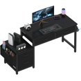 thumbnail image 1 of Computer Desk with Fabric File Drawers Cabinet, 57 Inch Home Office Desks with Filing Cabinet Printer Stand for Small Space, Study Writing Table PC Desks for Bedroom,Black, 1 of 16