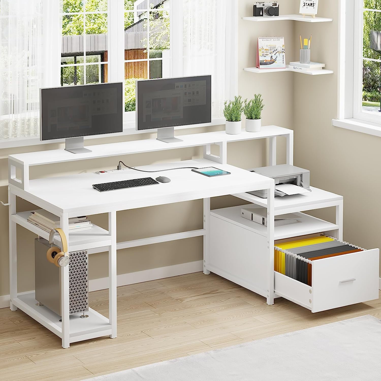 Computer desk with printer outlet shelf walmart