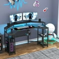thumbnail image 1 of Computer Desk with Full Monitor Stand, 63" Large Wing-Shaped Gaming Desk with Power Outlet & LED light, RGB Mouse Pad, Wireless Charging, Headphone Hook,Studio Desk with Storage Shelf for Live, 1 of 5