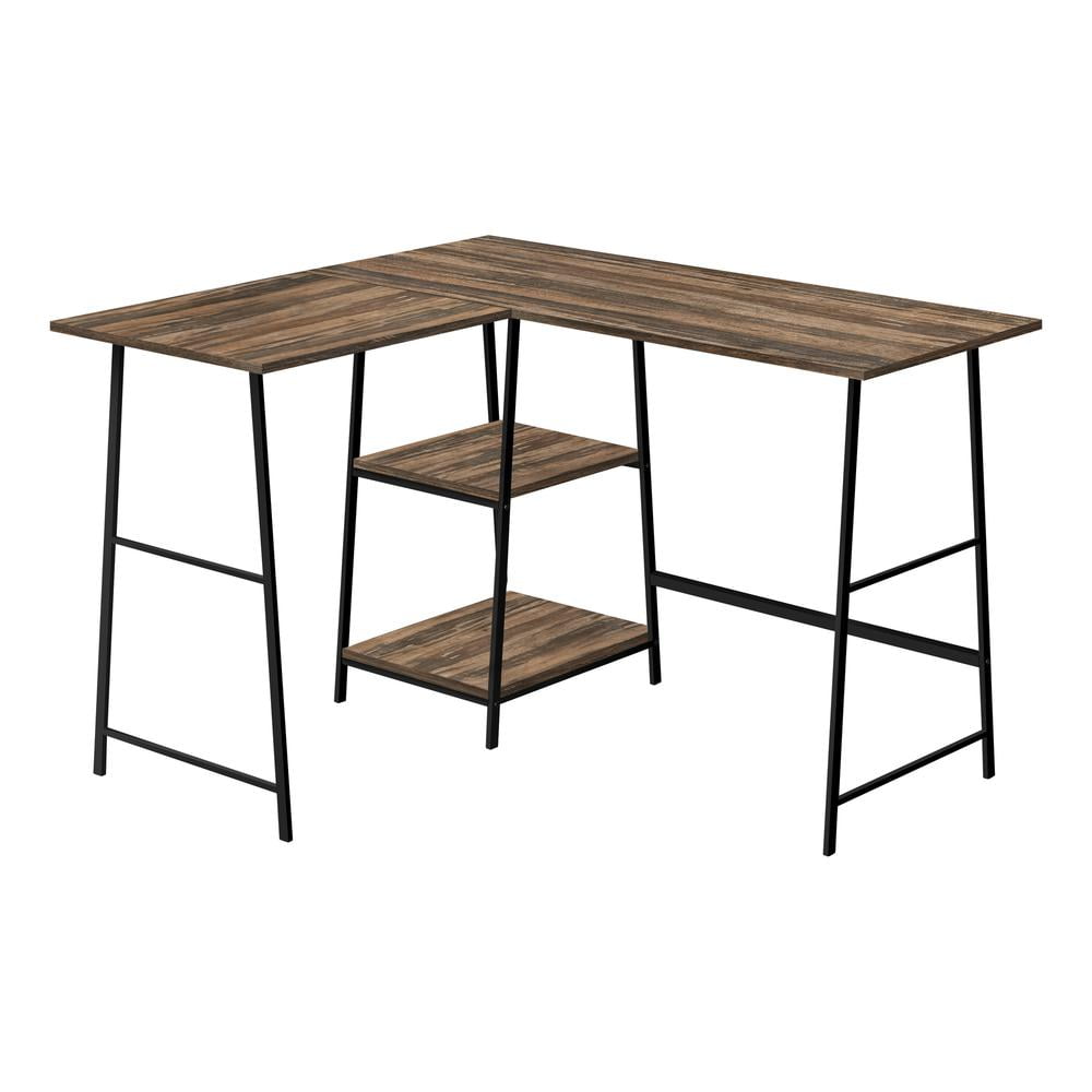 Transitional Brown Wood Corner Home Office Desk