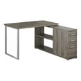 thumbnail image 1 of Computer Desk, Home Office, Corner, Left, Right Set-up, Storage Drawers, L Shape, Work, Laptop, Brown Laminate, Grey Metal, Contemporary, Modern, 1 of 4