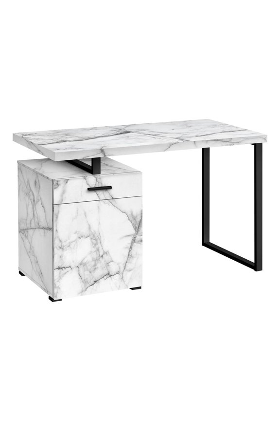 COMPUTER DESK - 48"L / WHITE MARBLE LEFT OR RIGHT FACING
