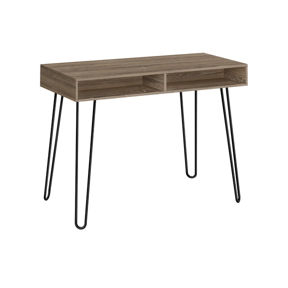 Computer Desk, Home Office, Laptop, Left, Right Set-up, Storage Drawers, 40"l, Work, Brown Laminate, Black Metal, Contemporary, Modern