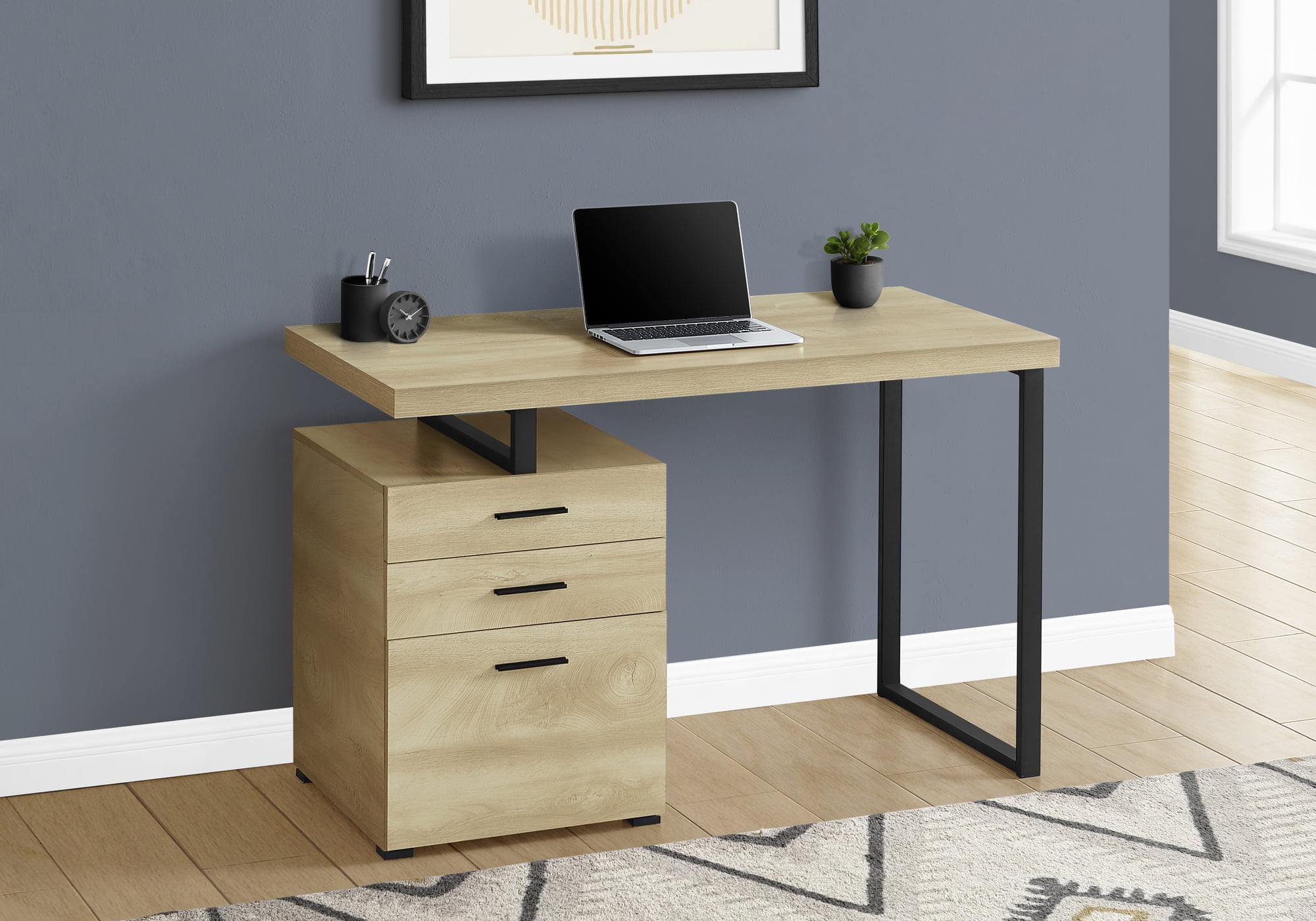 Computer Desk, Home Office Right Set-up, Storage Drawers, 48 l