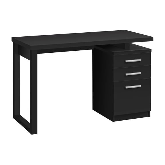 Computer Desk, Home Office, Laptop, Left, Right Set-up, Storage Drawers, 48"l, Work, Black Laminate, Contemporary, Modern
