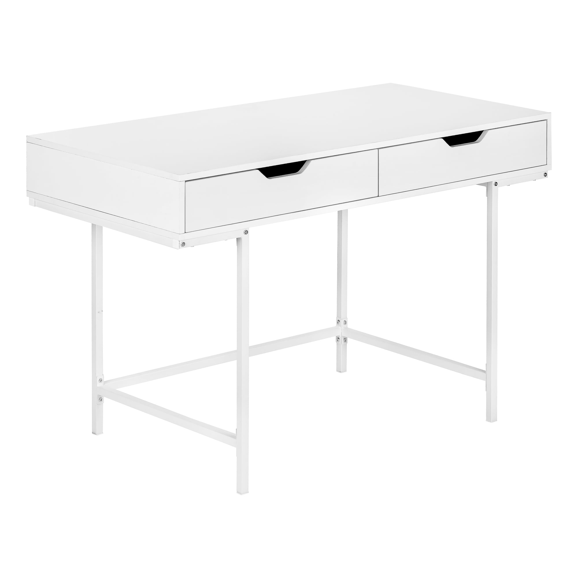White Wood Home Office Desk with Drawers