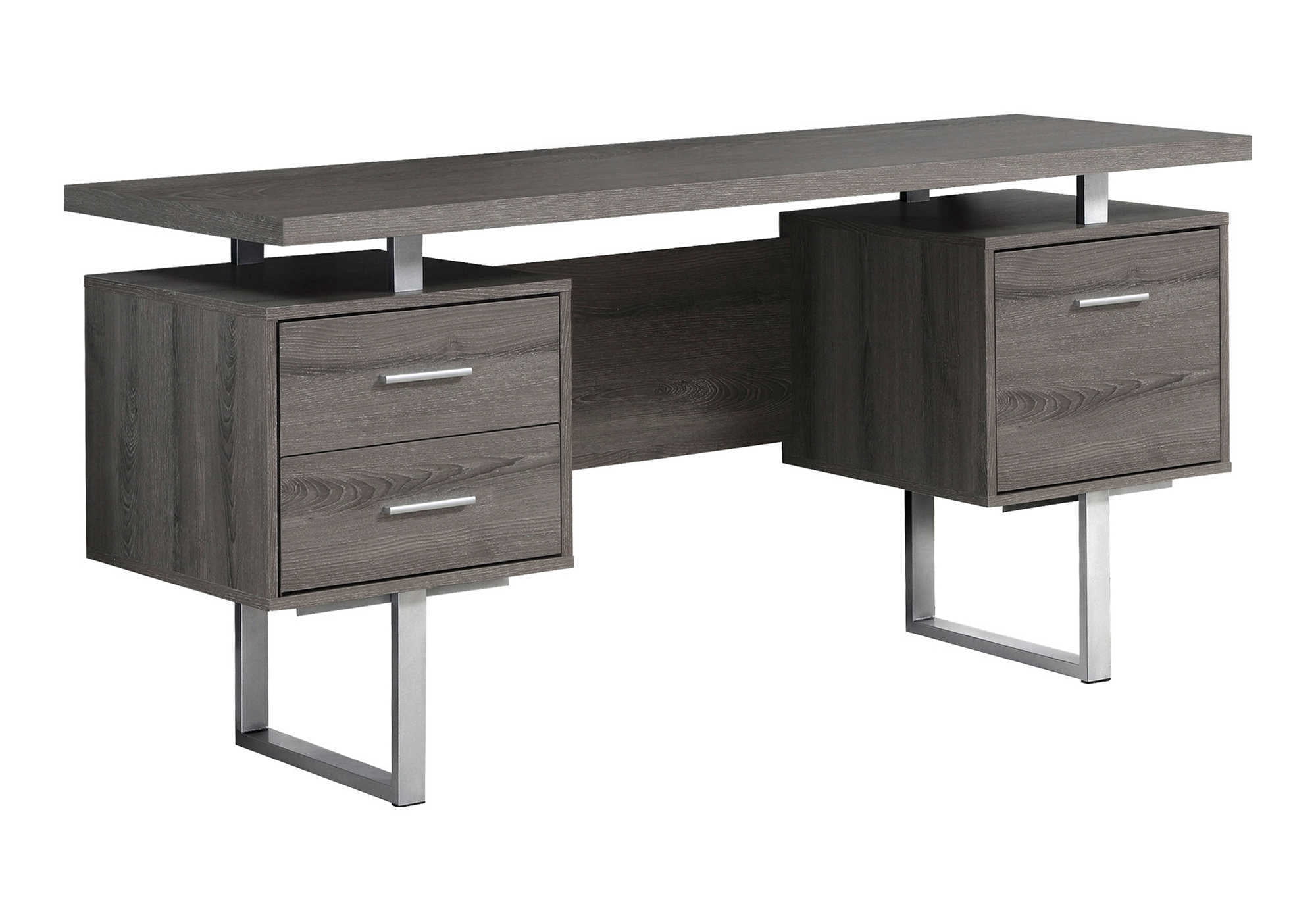 Computer Desk Home Office Laptop Storage Drawers 60"L Work Metal Brown