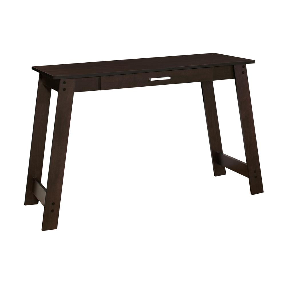 Cappuccino Dark Wood Rectangular Desk with Drawer