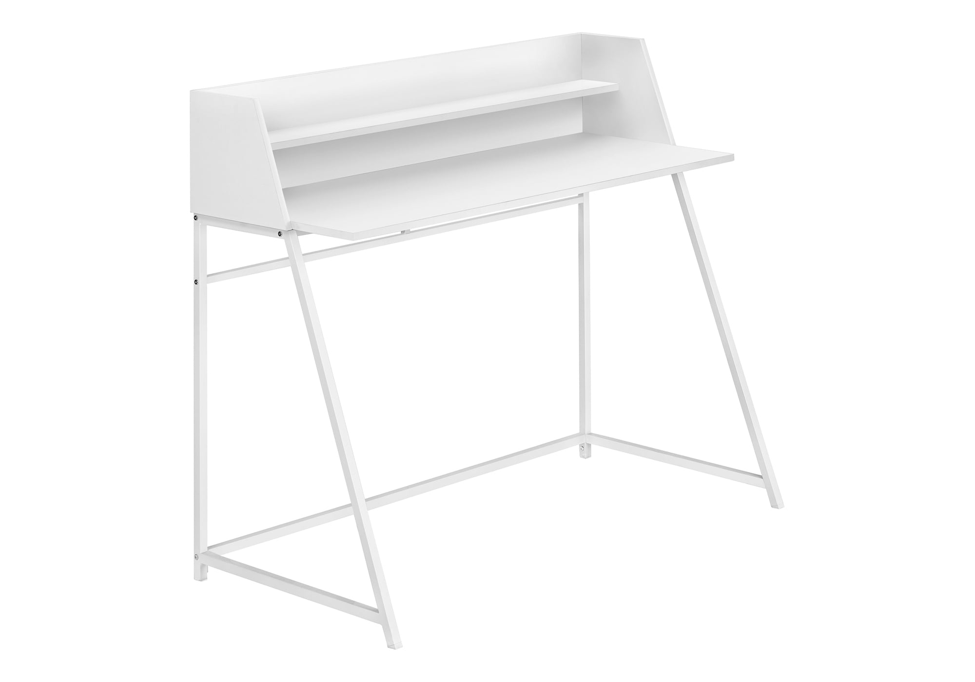 White Wood Desk with Hutch and Metal Legs